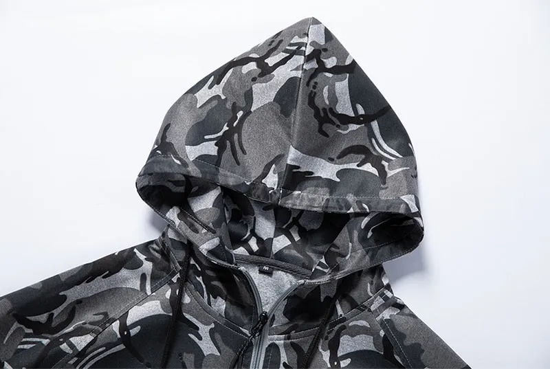 2 Piece Camouflage Sweatshirts Jacket   Pants Sets Camo Men Tracksuit Hooded Outerwear Hoodie Set