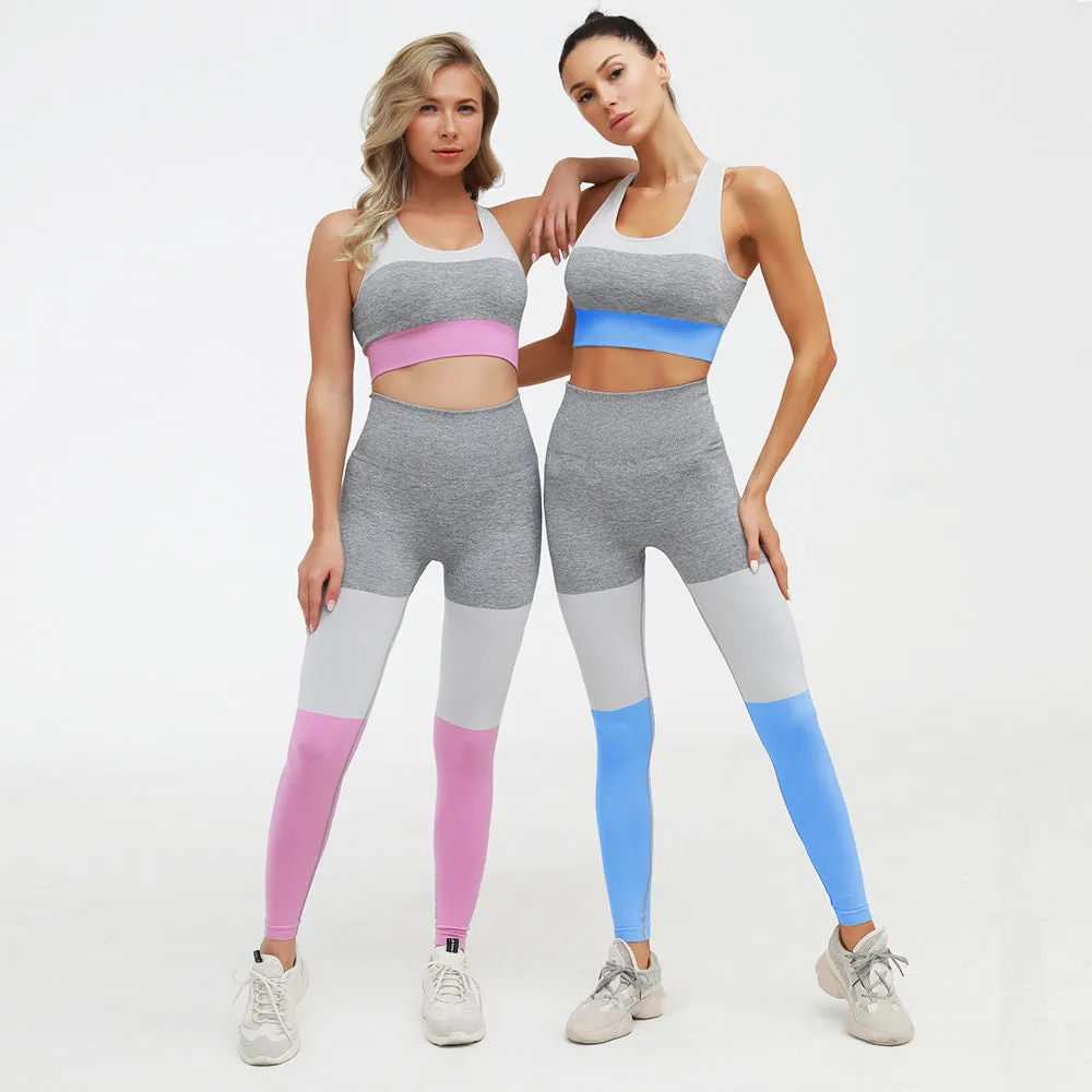 2 Piece Sports Suits Set Yoga Sets Gym Fitness Athletic Pants Sportswear Leggings Bra Seamless Sports Active