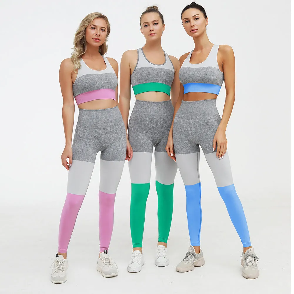 2 Piece Sports Suits Set Yoga Sets Gym Fitness Athletic Pants Sportswear Leggings Bra Seamless Sports Active