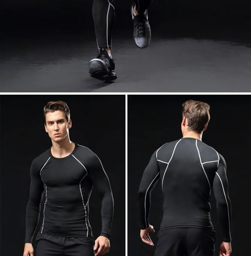 3 Piece Men Gym running sets compression Gym Fitness tight sets sportswear sport basketball jerseys training kit