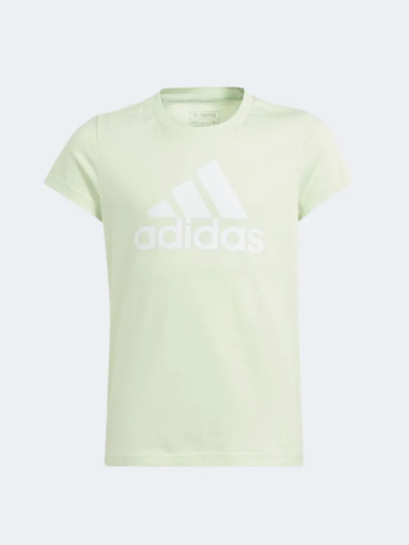 Adidas Large Badge Of Sport Logo Girls Sportswear T-Shirt Green Spark/White