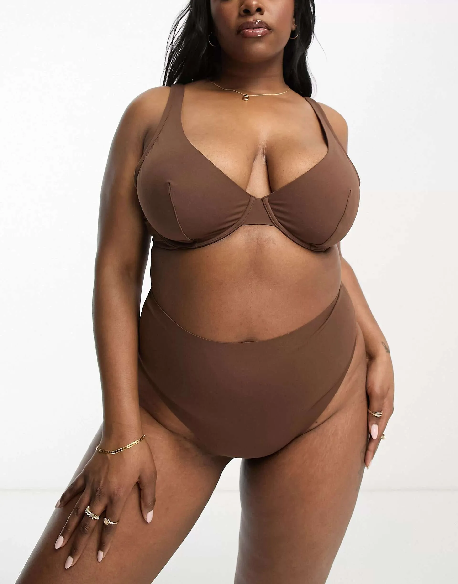 ASOS DESIGN Curve Marina Smoothing Underwire Bra in Brown