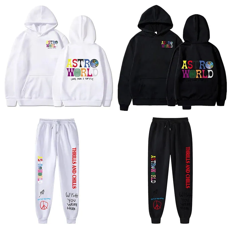 ASTROWORLD Hoodies Thrills And Chills Sweatpants Men Fashion Letter Graphic Printed Sweatshirts Sportpants Women Hooded Pullover