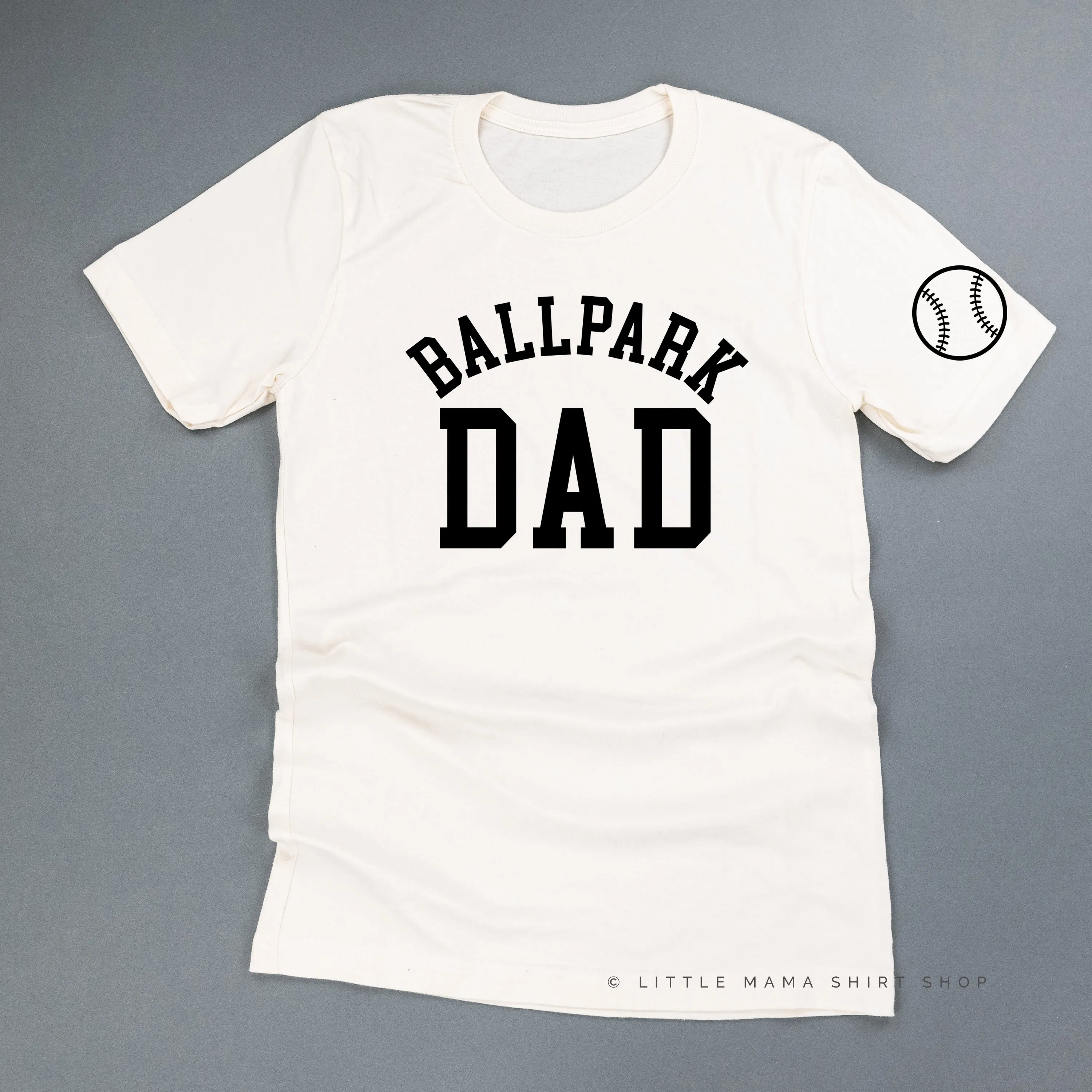 Ballpark Dad - Baseball Detail on Sleeve - Unisex Tee