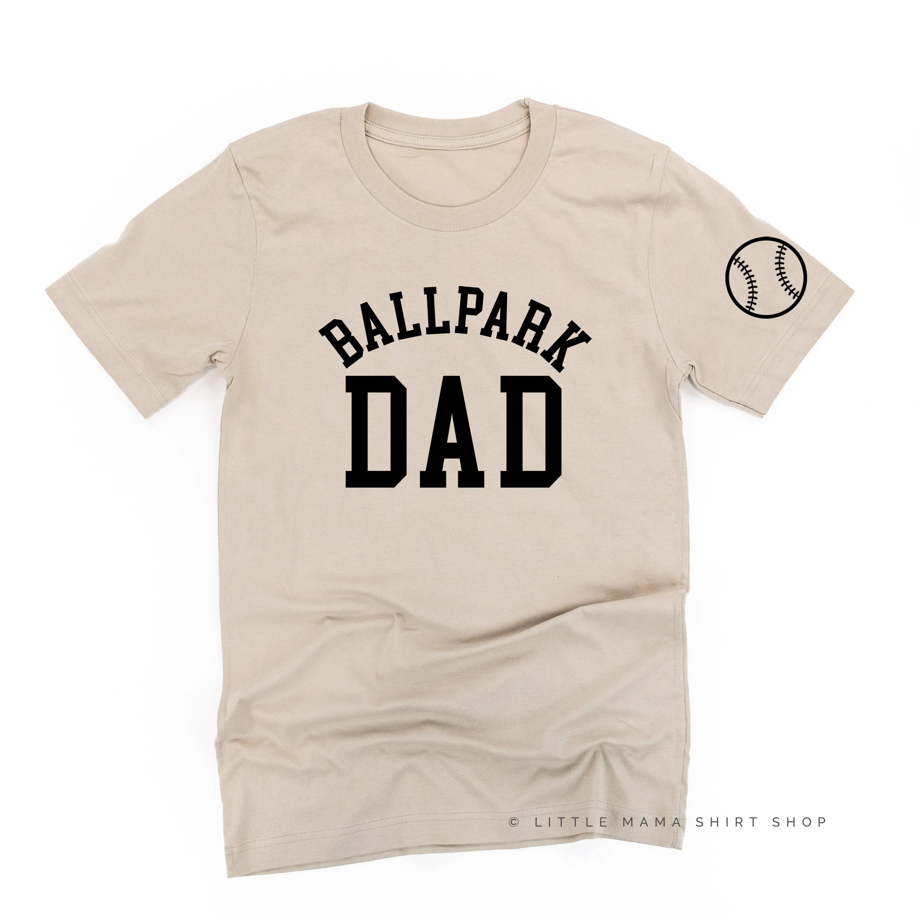 Ballpark Dad - Baseball Detail on Sleeve - Unisex Tee