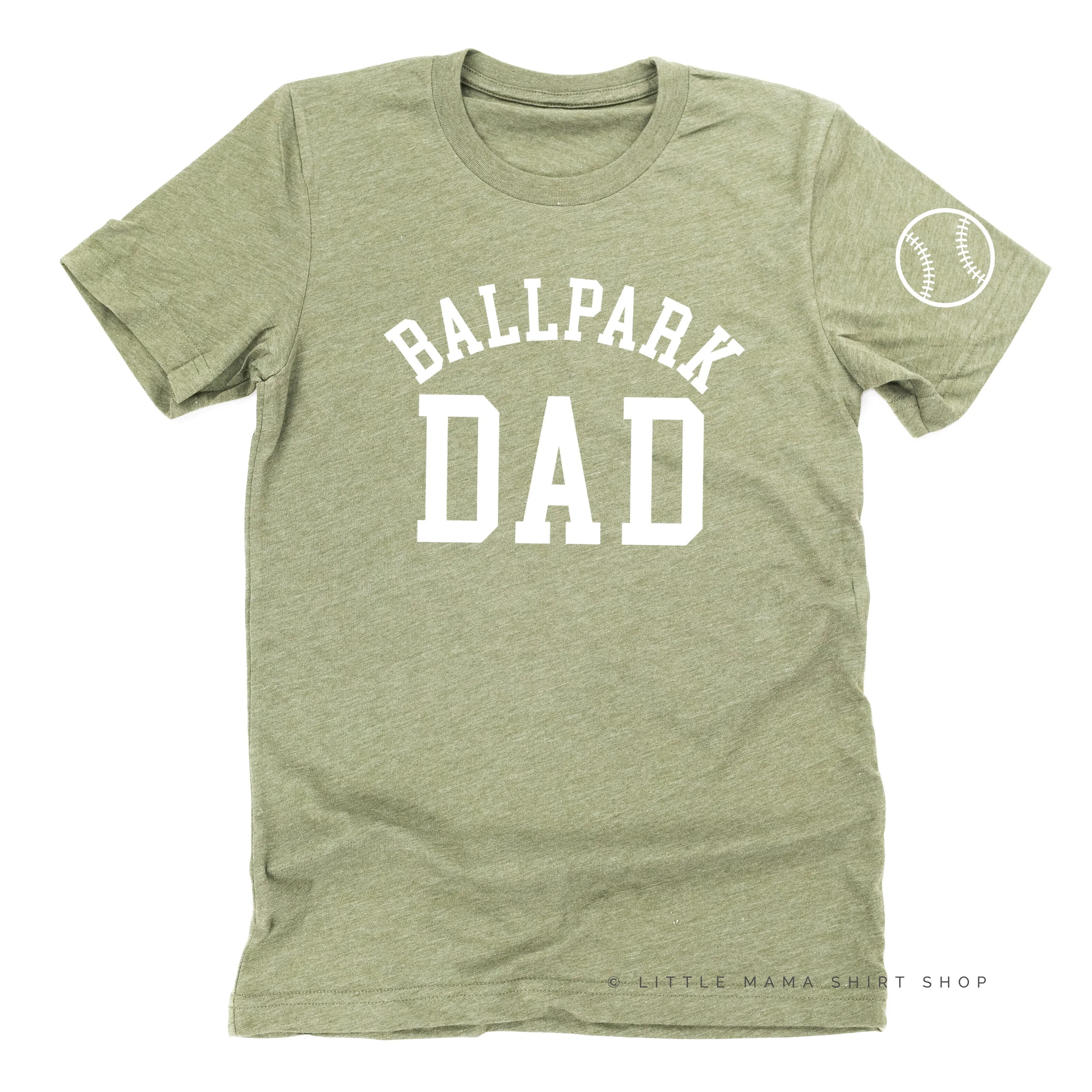 Ballpark Dad - Baseball Detail on Sleeve - Unisex Tee