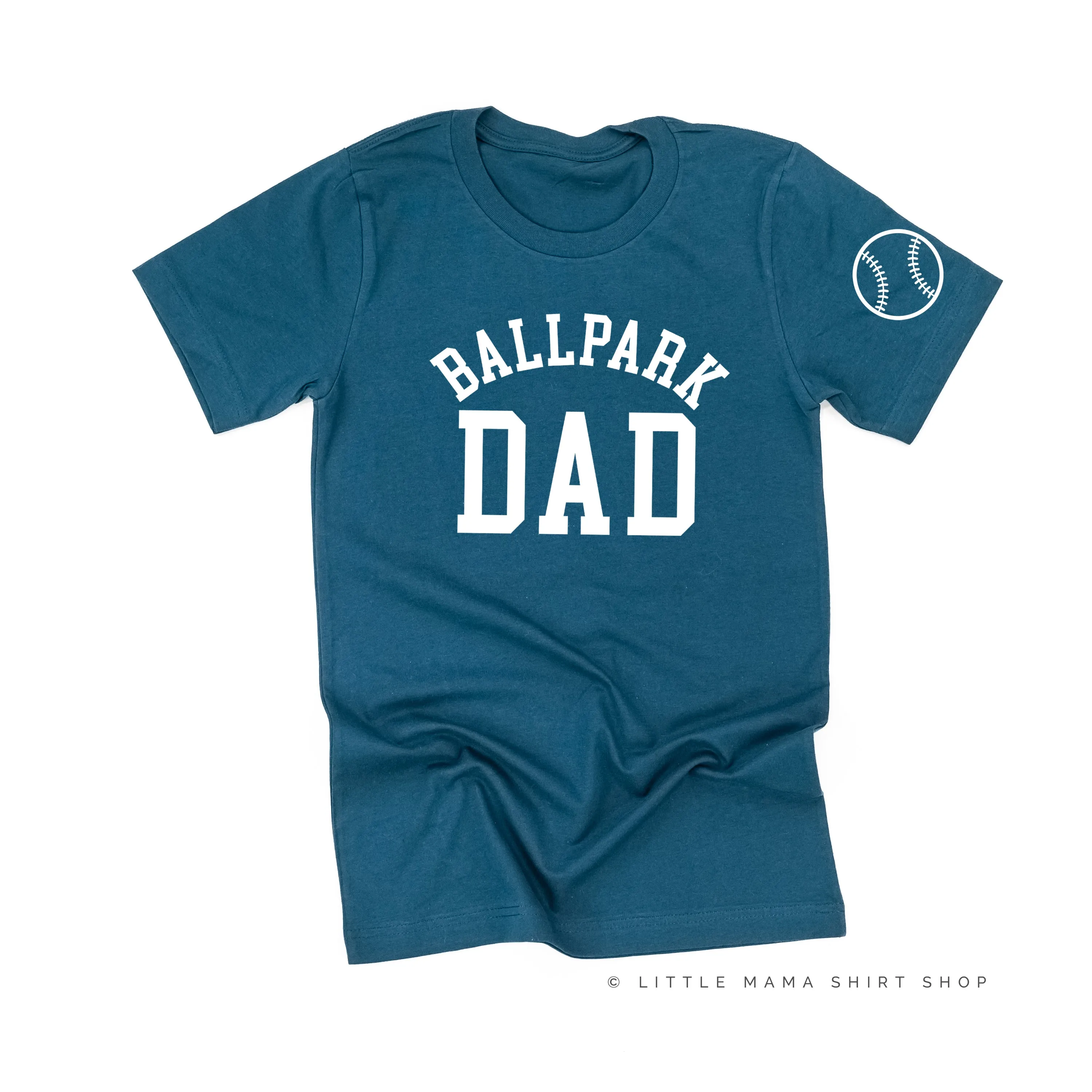 Ballpark Dad - Baseball Detail on Sleeve - Unisex Tee