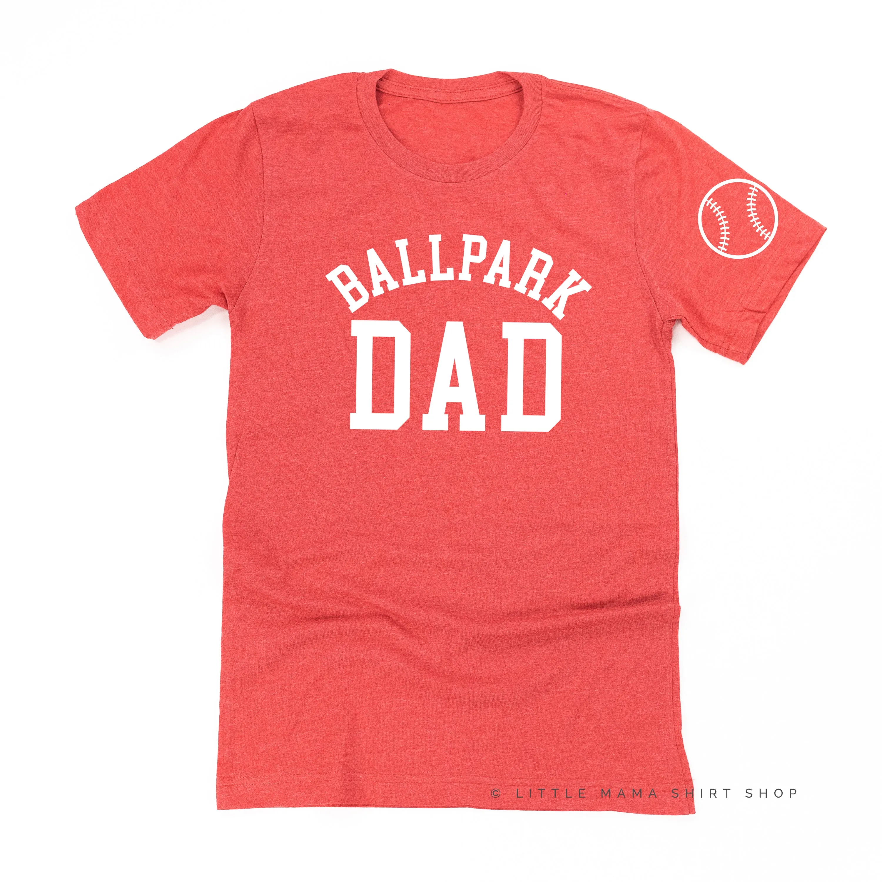 Ballpark Dad - Baseball Detail on Sleeve - Unisex Tee