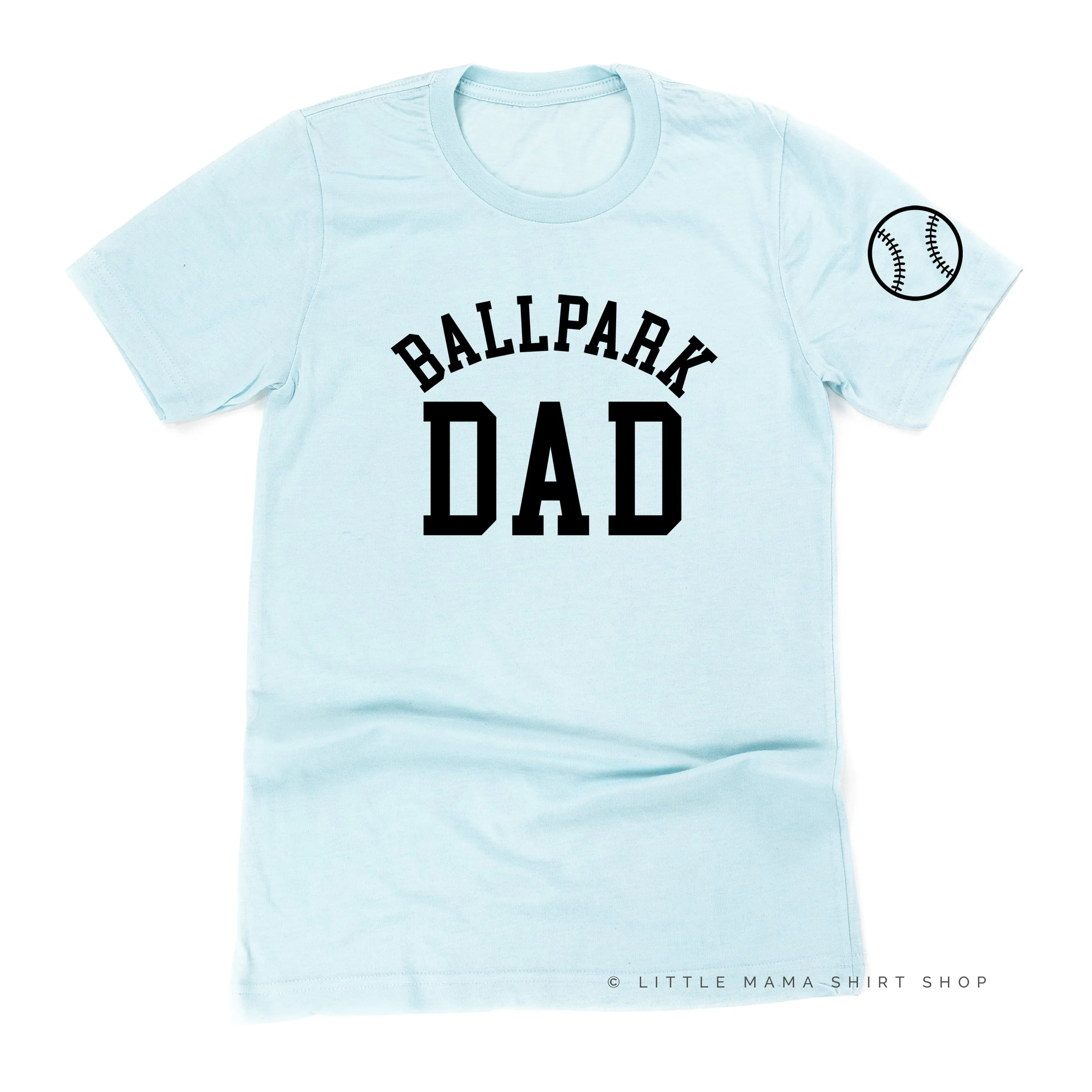 Ballpark Dad - Baseball Detail on Sleeve - Unisex Tee