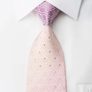 Basic Elle Rhinestone Necktie Purple Pink Damask On White With Sparkles