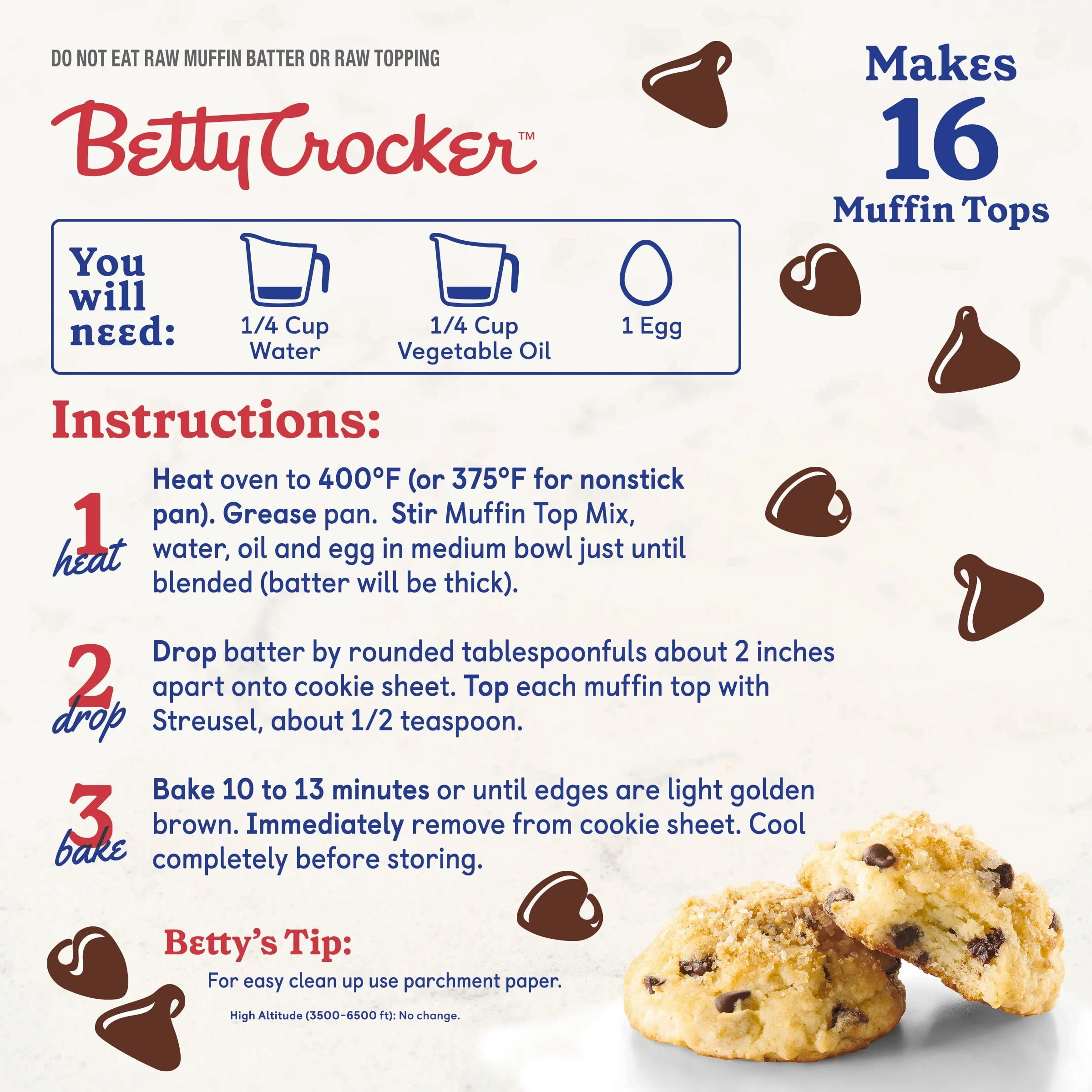 Betty Crocker Muffin Tops Mix, Chocolate Chip, 13 oz