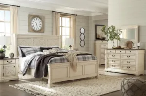 Bolanburg California King Panel Bed with Mirrored Dresser and 2 Nightstands