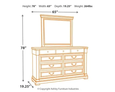 Bolanburg California King Panel Bed with Mirrored Dresser and 2 Nightstands