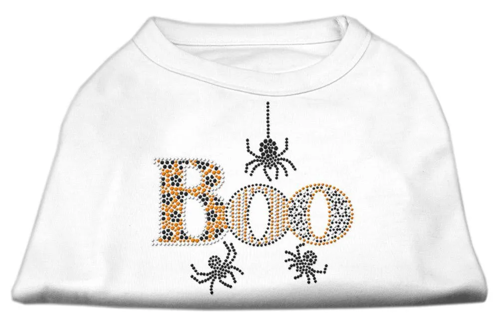 Boo Rhinestone Dog Shirt White XS (8)