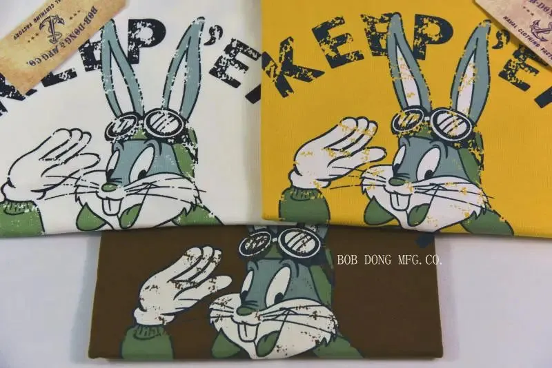 Bunny Graphic Military T-Shirts - Cartoon Mens Tee Shirts