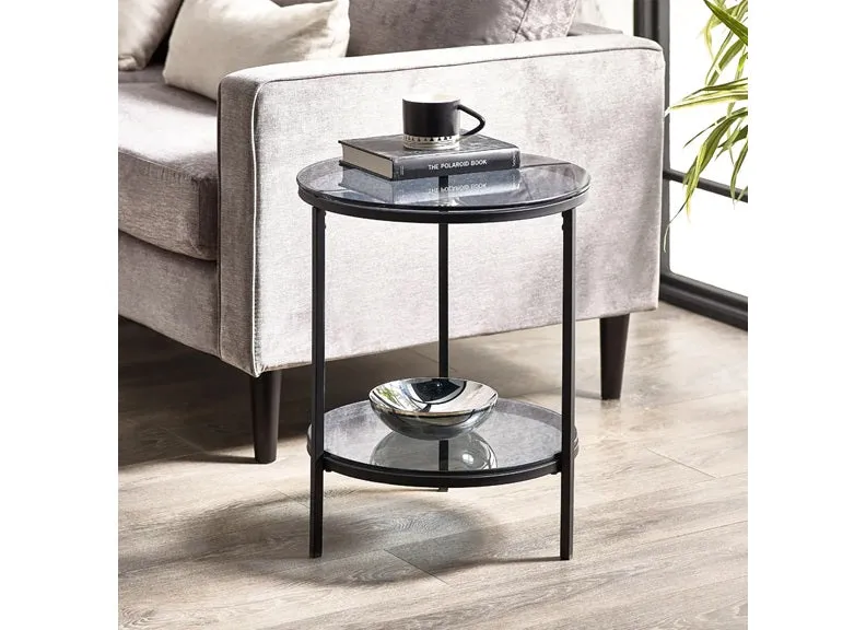 Chicago Smoked Glass Round Side Table