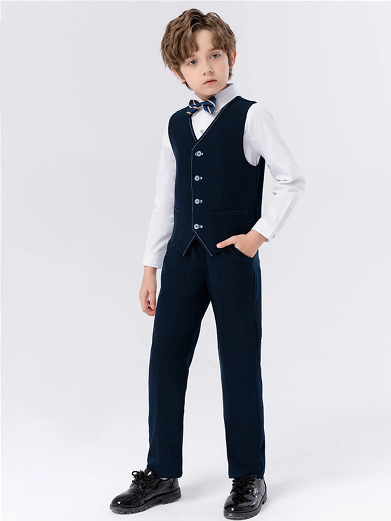 Children's four-piece suit (long-sleeved shirt   vest   pants   bow tie)