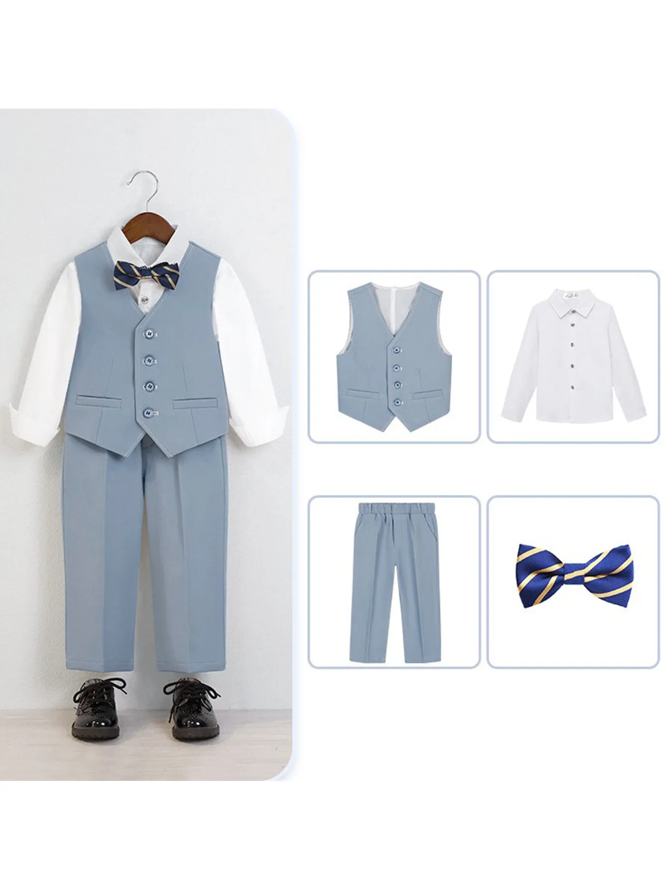 Children's four-piece suit (long-sleeved shirt   vest   pants   bow tie)