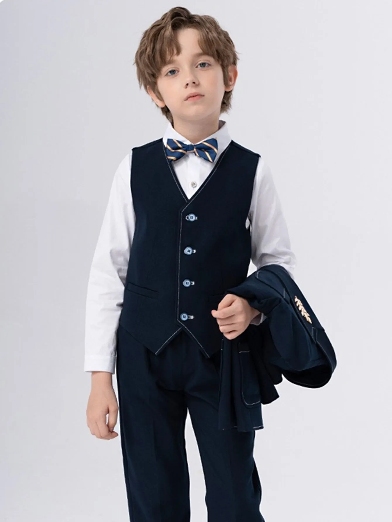 Children's four-piece suit (long-sleeved shirt   vest   pants   bow tie)