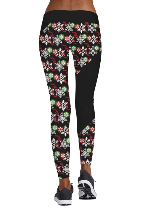 Christmas Black Print Sports Pants