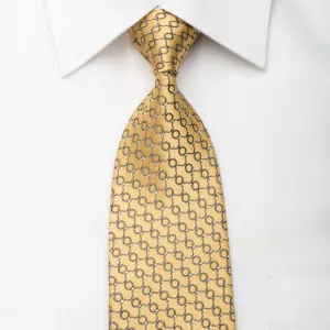 Daniel Hechter Men's Silk Tie Silver Trellis On Golden Yellow Sparkling With Rhinestones