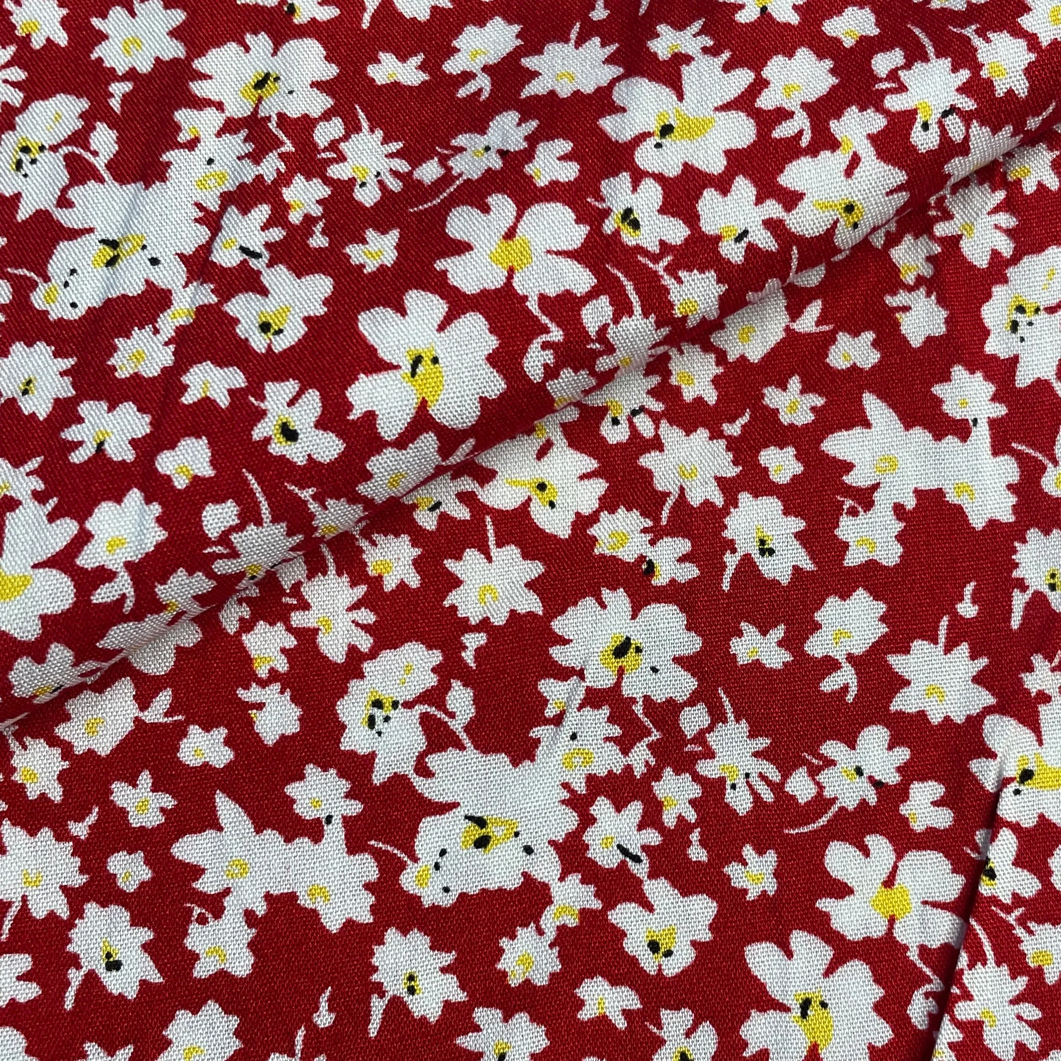 Exclusive Red Base With Floral Print Rayon Fabric