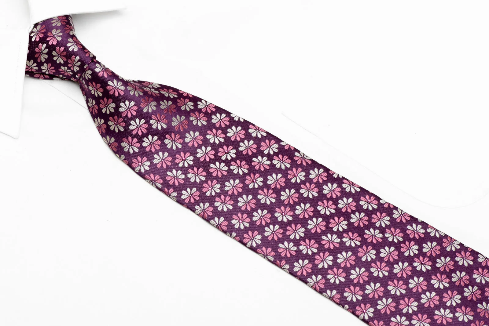 Floral On Purple Rhinestone Silk Necktie