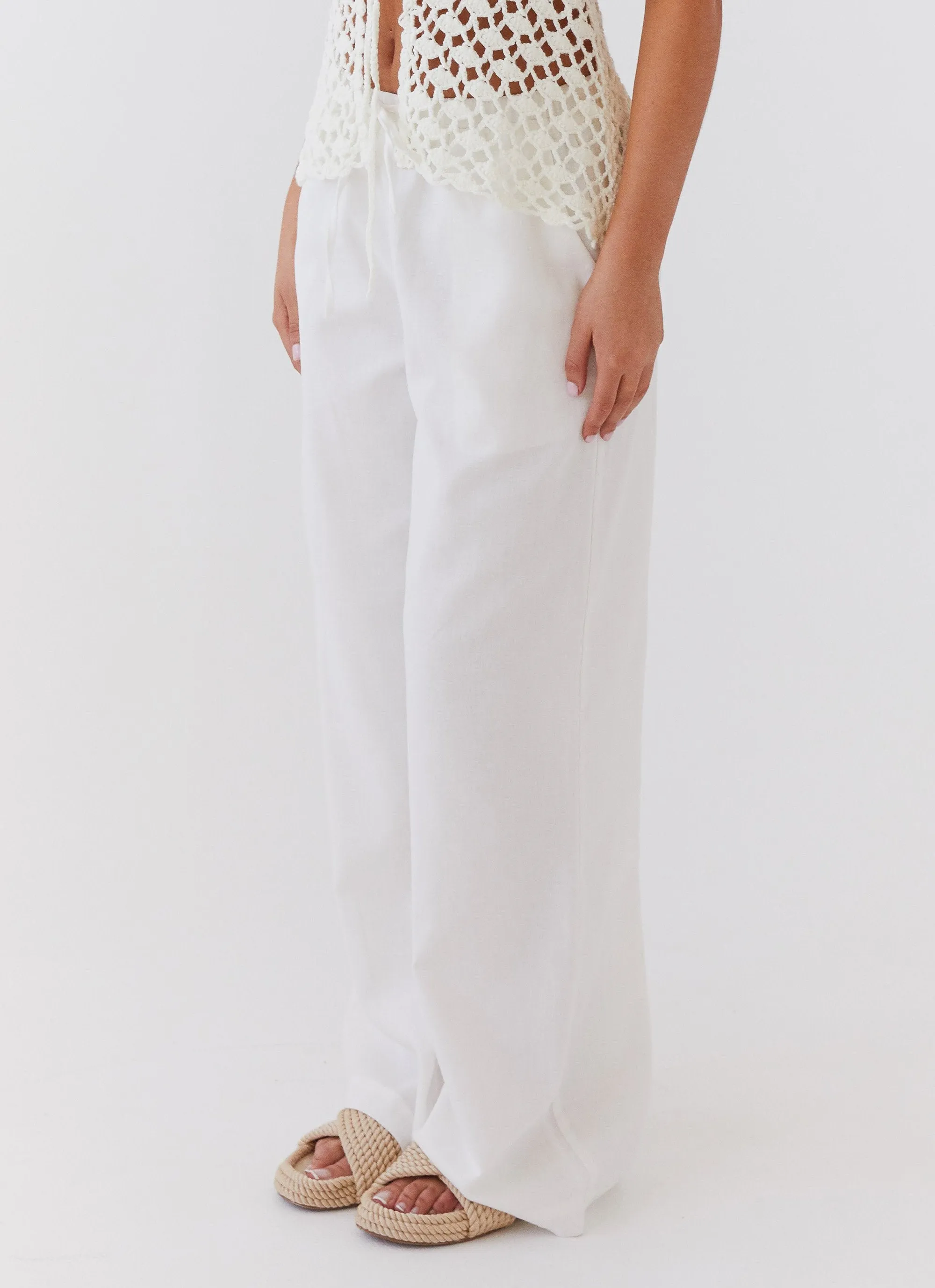 Fresh Face Linen Pants - White