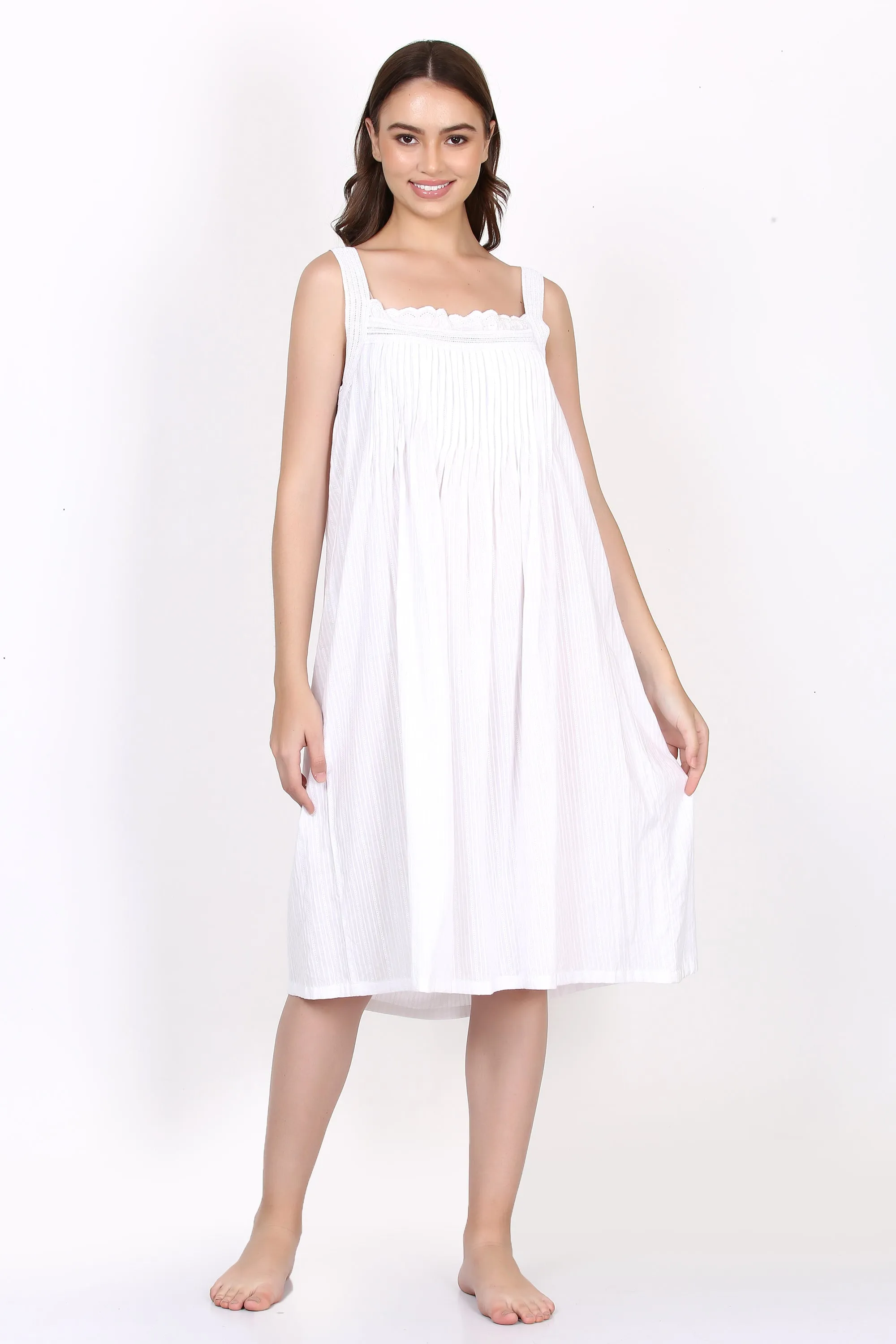 Hamptons Pintuck Strappy Nightie White