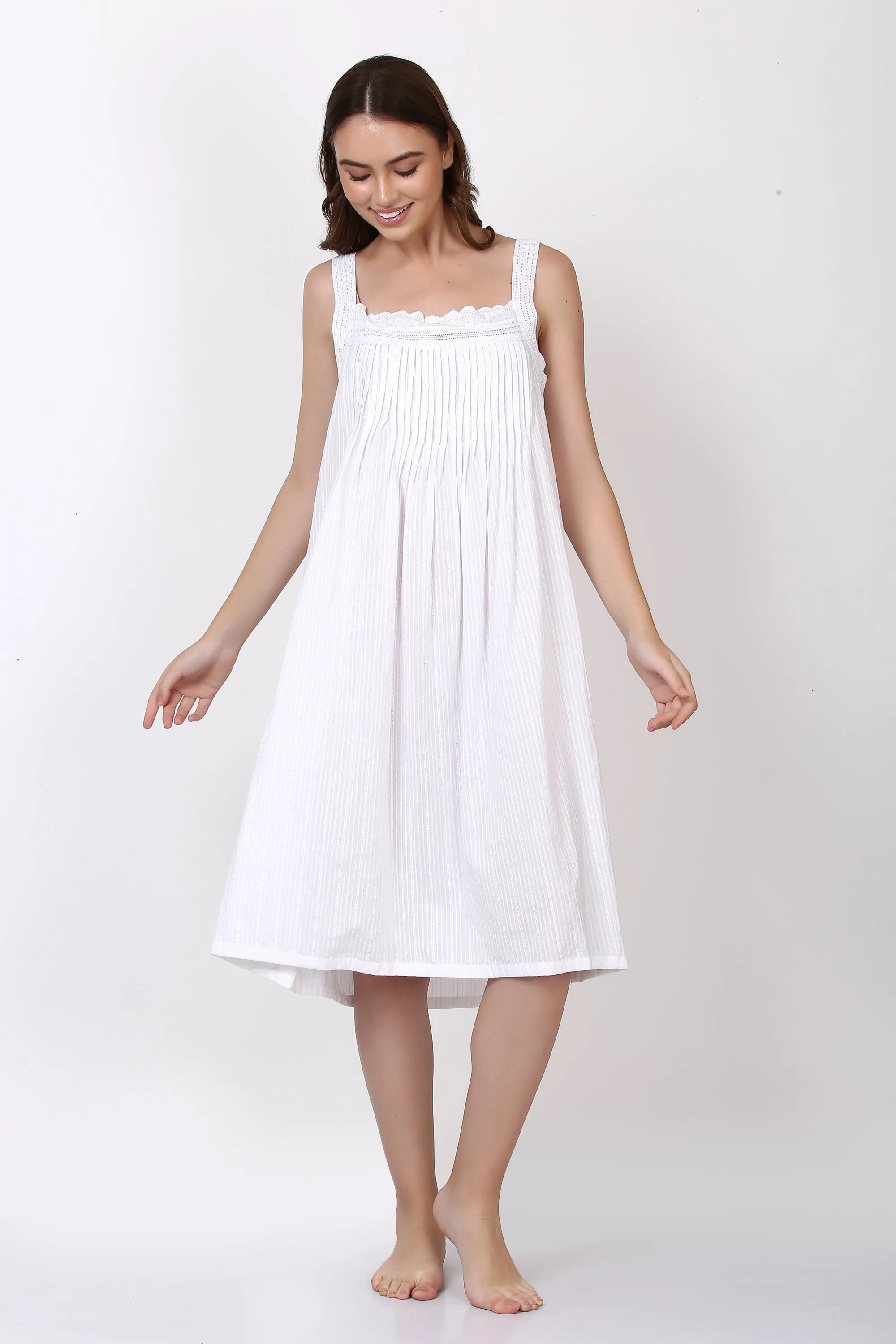 Hamptons Pintuck Strappy Nightie White