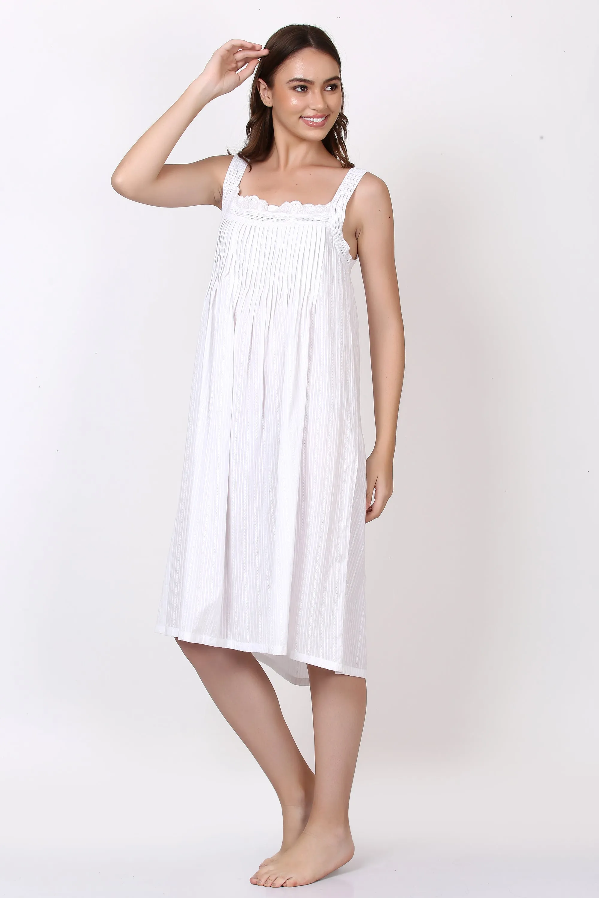 Hamptons Pintuck Strappy Nightie White