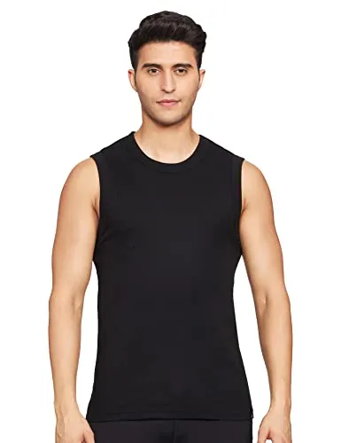 Jockey 9930 Men's Super Combed Cotton Rib Solid Round Neck Muscle Vest_Black_M