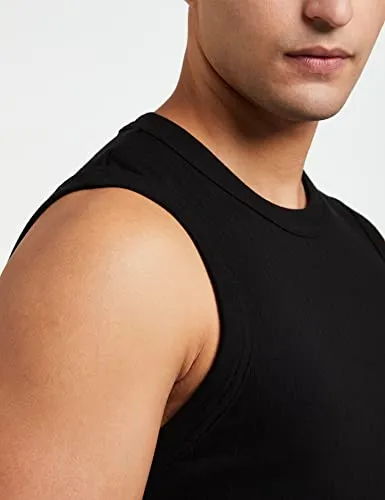 Jockey 9930 Men's Super Combed Cotton Rib Solid Round Neck Muscle Vest_Black_M