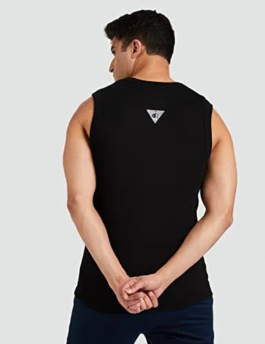 Jockey 9930 Men's Super Combed Cotton Rib Solid Round Neck Muscle Vest_Black_M