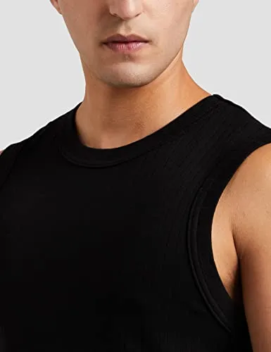 Jockey 9930 Men's Super Combed Cotton Rib Solid Round Neck Muscle Vest_Black_M