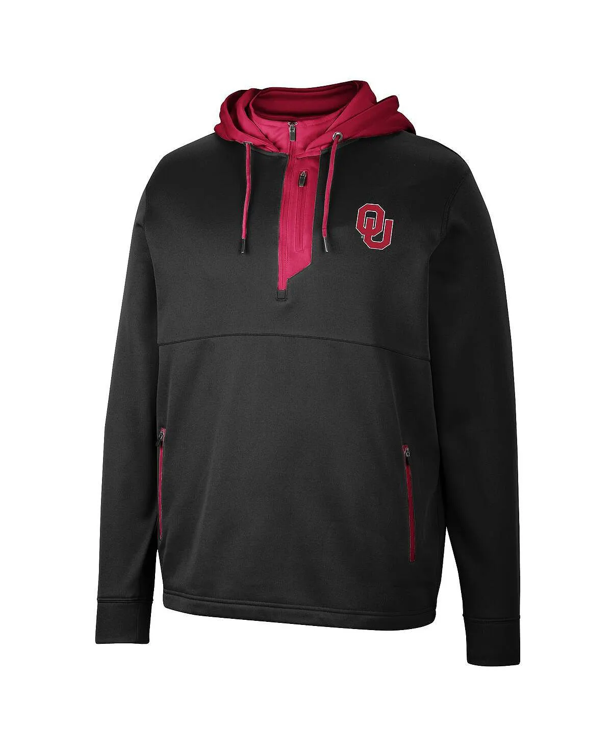 Men's black oklahoma sooners luge 3.0 hoodie with quarter zip Colosseum, black