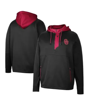 Men's black oklahoma sooners luge 3.0 hoodie with quarter zip Colosseum, black