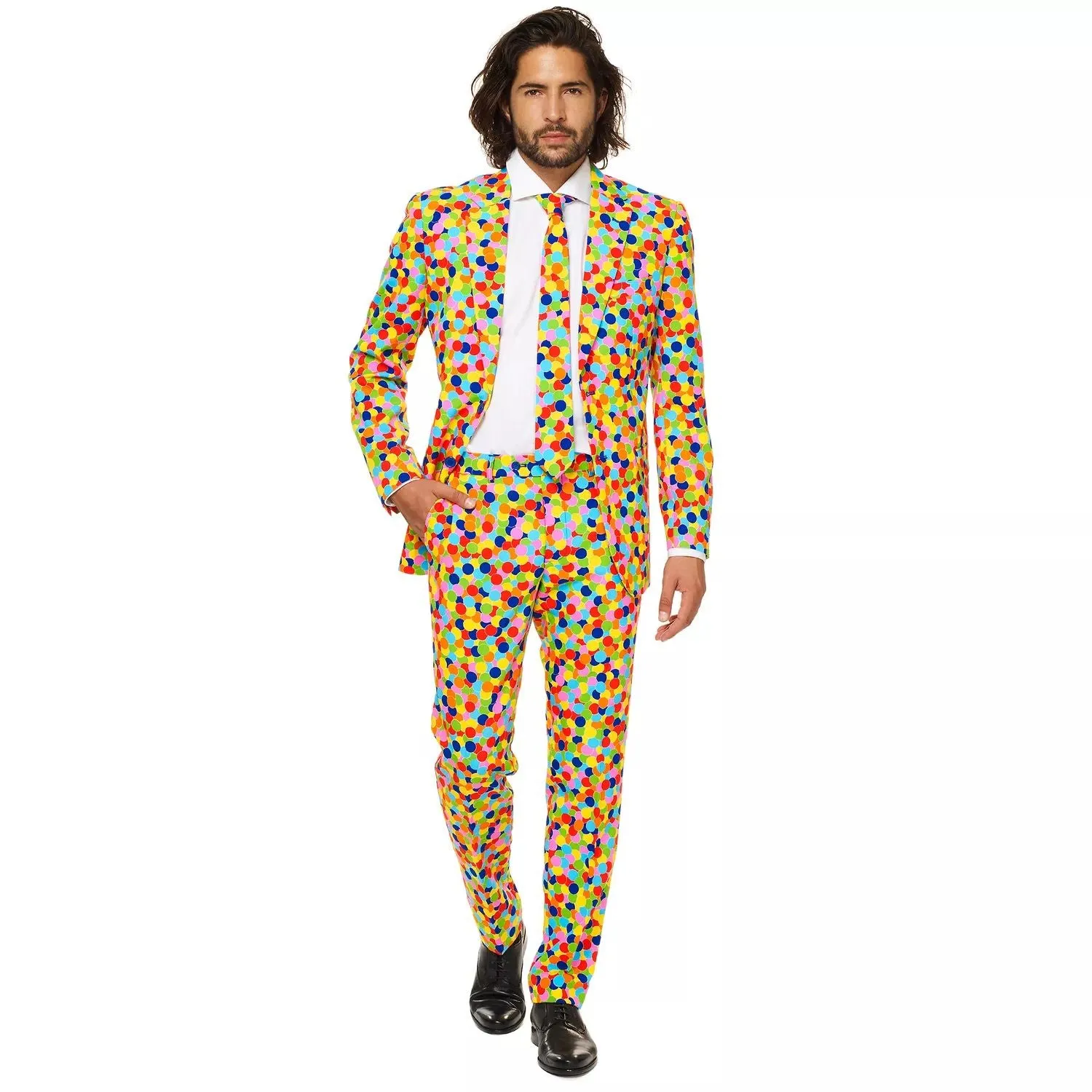 Men's Slim Fit Suit and Tie with Pattern OppoSuits, Dot Print