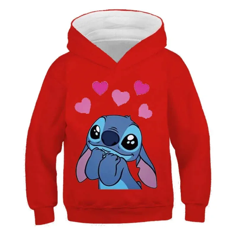 New Stitch Hoodies Girls Sweatshirt Autumn And Winter Long Sleeve Harajuku Pullovers Disney Series Stich Casual Hooded Tops