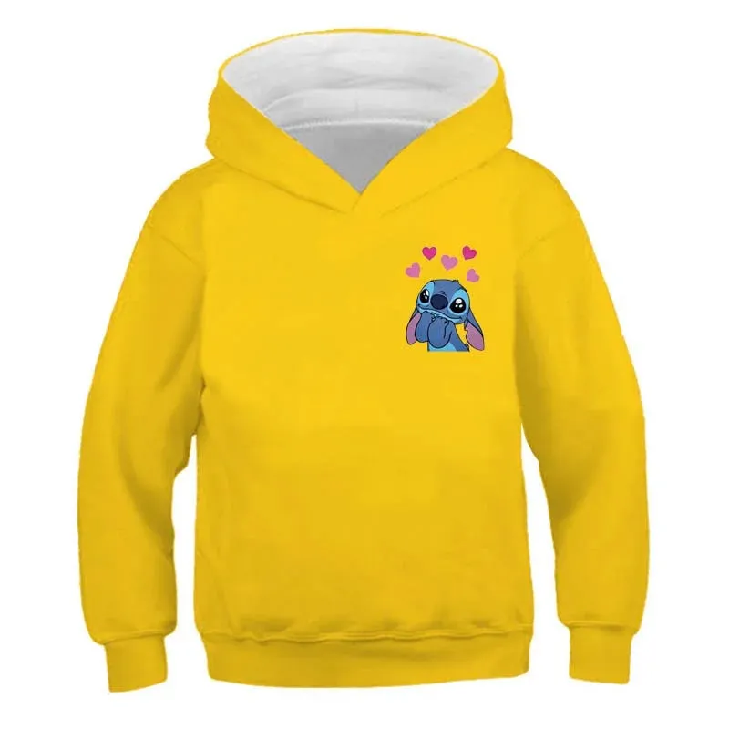 New Stitch Hoodies Girls Sweatshirt Autumn And Winter Long Sleeve Harajuku Pullovers Disney Series Stich Casual Hooded Tops