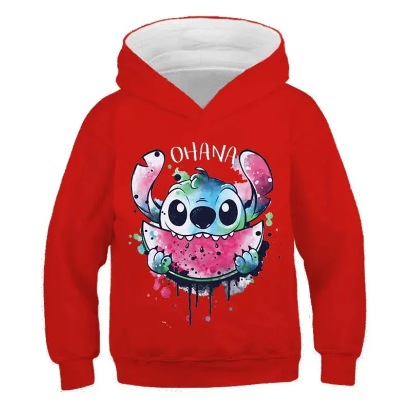 New Stitch Hoodies Girls Sweatshirt Autumn And Winter Long Sleeve Harajuku Pullovers Disney Series Stich Casual Hooded Tops