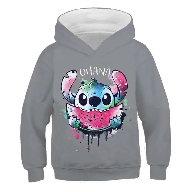 New Stitch Hoodies Girls Sweatshirt Autumn And Winter Long Sleeve Harajuku Pullovers Disney Series Stich Casual Hooded Tops