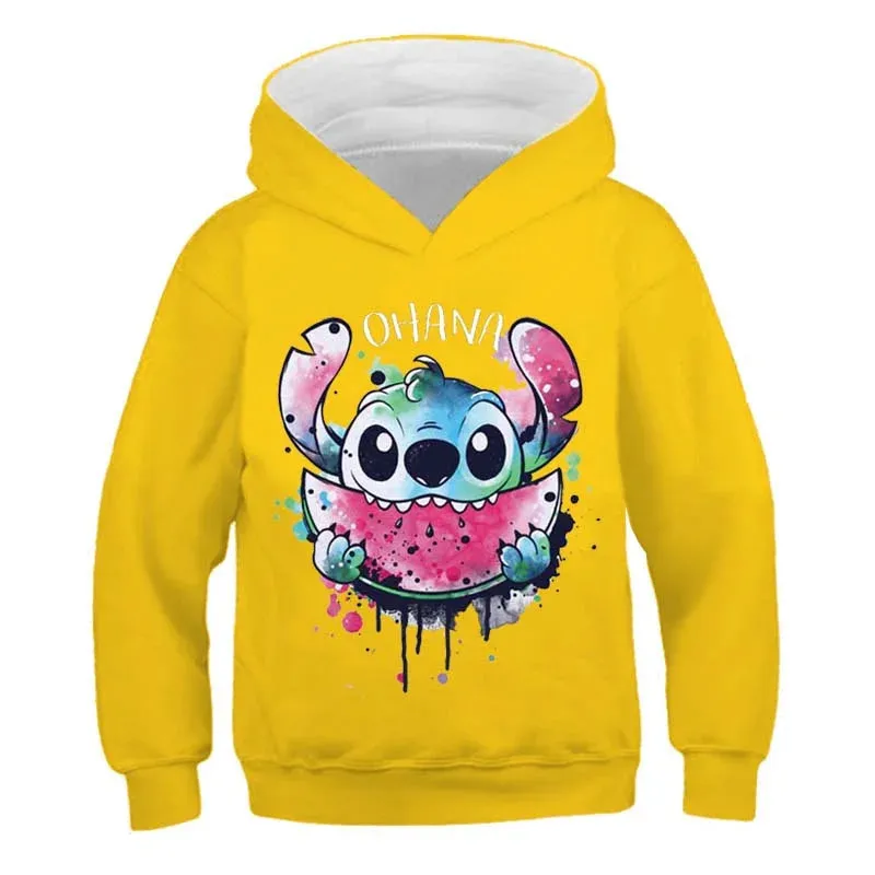 New Stitch Hoodies Girls Sweatshirt Autumn And Winter Long Sleeve Harajuku Pullovers Disney Series Stich Casual Hooded Tops