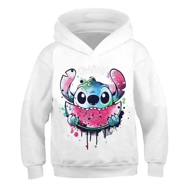 New Stitch Hoodies Girls Sweatshirt Autumn And Winter Long Sleeve Harajuku Pullovers Disney Series Stich Casual Hooded Tops