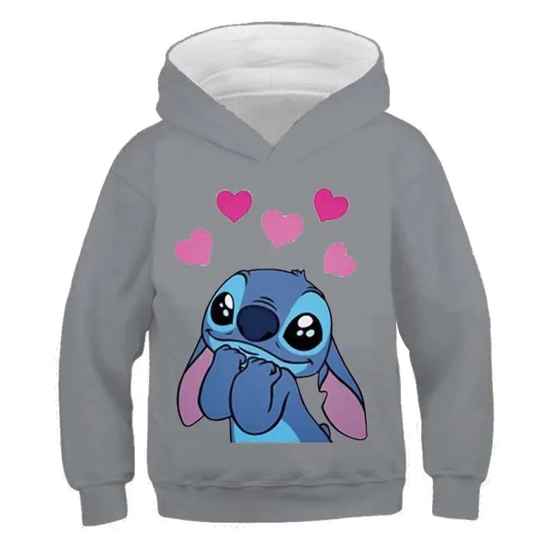 New Stitch Hoodies Girls Sweatshirt Autumn And Winter Long Sleeve Harajuku Pullovers Disney Series Stich Casual Hooded Tops