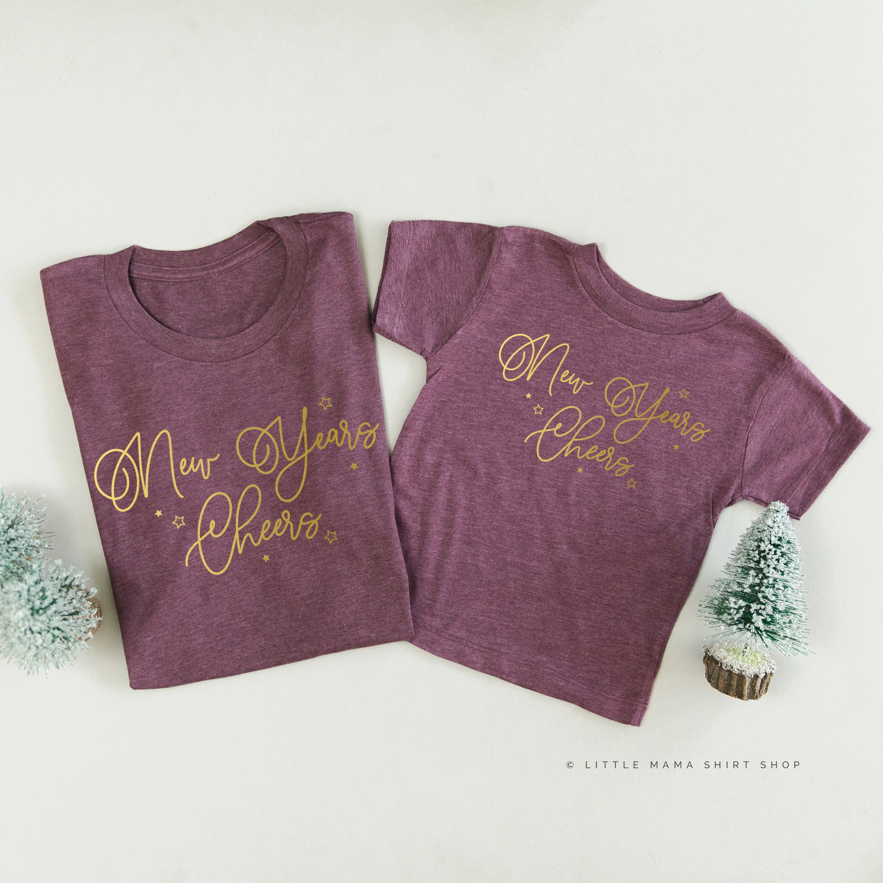 New Years Cheers - Stars/Script - Set of 2 Unisex Tees