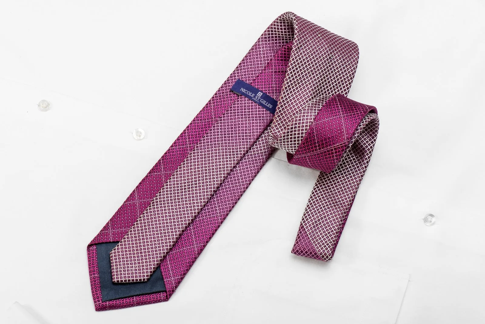 Nicole St Giles Men's Crystal Silk Necktie Tellis On Purple With Purple Sparkles