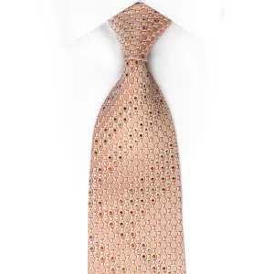 Nina Ricci Silk Tie Geometric Dots On Peach With Rhinestones