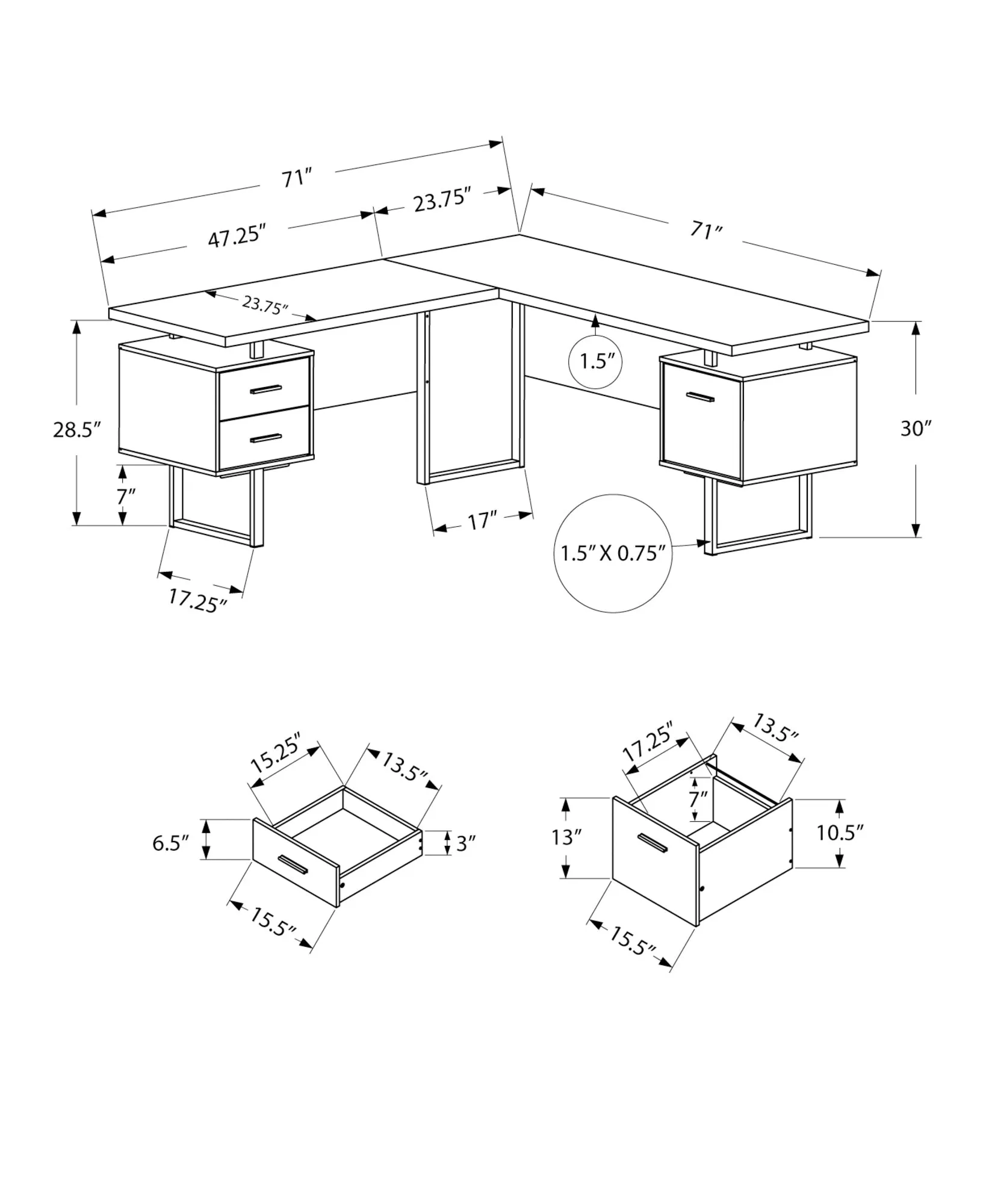 OFFICE SERIES - 70"L / ESPRESSO LEFT OR RIGHT FACING