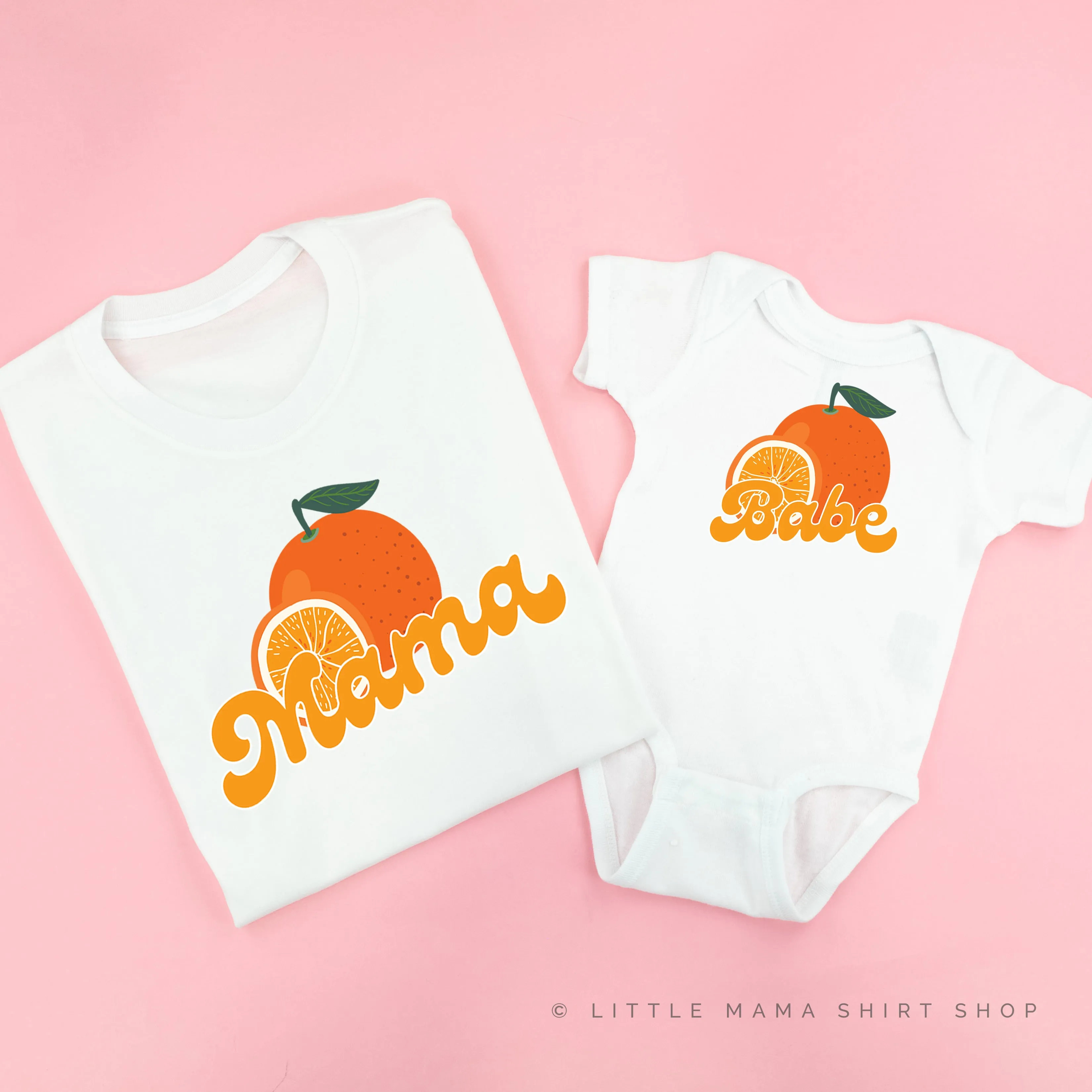 Orange - Mama/Babe - Set of 2 Matching Shirts